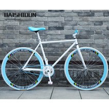 ( 픽시자전거 ) 입문용 26인치 픽시자전거 30/40/60림 남녀공용, 화이트 블루-26인치 40림