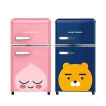 라온하우스 프리미엄 카카오프렌즈 미니 냉장고 레트로 소형 2도어 무료설치 80L, 라이언, 837941