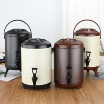 6L 8L 10L 12L 대용량 냉온수통 멋스러운 냉온수통 캠핑 커피전문점 식당, 4.검정+검정