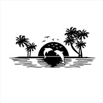 캠핑카 꾸미기 악세사리 돌고래 수영 코코넛 그래픽 자동차 스티커 diy 장식 모델링 rv caravan 픽업 트럭 camper vinyl accessories, 검은색, 55x23.5cm