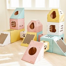 캣쓸 종이캣타워 고양이숨숨집 컬러선택 DIY고양이하우스, 슬로프 스크래처, 블루(민트)