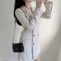비비미미 카라 언발 자켓 트위드 원피스 2color 봄 하객룩 정장 결혼식 펜트하우스