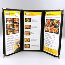 을지메뉴 모던아트 M사이즈 고급 메뉴판 제작, 1개, 고급3단 웨이브블랙