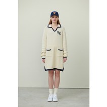 라이닝 포인트 니트 드레스 CREAM