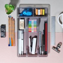 현대협력업체 책상 서랍속 필기구 클립 칸나눔 정리함 결제도장 문구수납 사무용품 꾸미기, 그레이