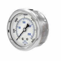 PRO-EDGE INDUSTRIAL PNEUMATICS AND CONTROLS 액체 충전 센터 백 마운트 압력 게이지 6.4cm2.5인치 다이얼 0-3000 PSI 0.6cm, 1