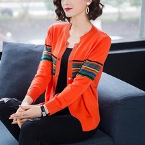 박시 아우터 니트가디건 타입 여성 숏 봄옷 빅사이즈 멜란 스웨터 코트 숄 3775275927, 3XL, 2406 귤색