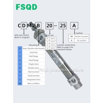 공압 부품 CDM2B20-25 50 60 75 80 100 125 Z A AZ SMC 공압 공기 실린더 표준 유형 복동 단일로드 CM2 시, 16 CDM2B20-50AZ