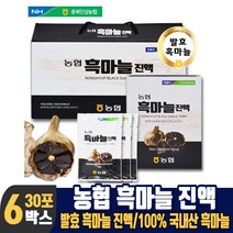 국내산 흑마늘 진액 즙 엑기스 액기스 농축진액 발효 숙성 흙마늘 흑 마늘 파우치 마시는 음료 부모님 선물, 6박스, 70mlx30포