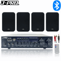 J-PRO 4인치 블루투스 매장용 카페 매장 업소용 벽걸이 북쉘프 미니 앰프 스피커 세트, 블랙, 내부 4개