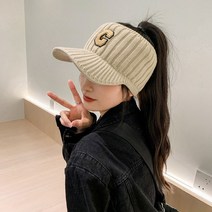 겨울용 골프 귀덮는 니트 썬캡 여성 모자 등산 낚시 캠핑 2030골프웨어, 01. ﻿아이보리