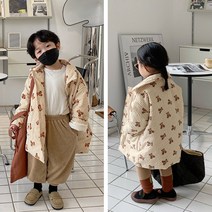아기 롱패딩 여아 남아 가을 겨울 체크 베어 곰돌이 롱패딩 키즈 겨울 패딩 유아동 체크 곰돌이 패딩 점퍼