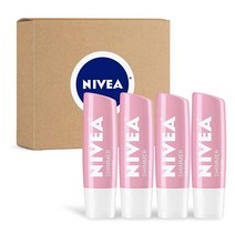 NIVEA 쉬머 립 케어 모이스처라이징 립밤 스틱 시어 버터와 호호바 오일 4.8g0.15온스 4팩 807150
