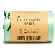 Lucky Family 녹색 퇴비 백 주방 조리대 통용 4.9L(1.3 ~ 1.6갤런) - 100% 퇴비화 가능한 음식물 쓰레기 쓰레기 용도 - 완벽한 생분해성 유기농 친환경