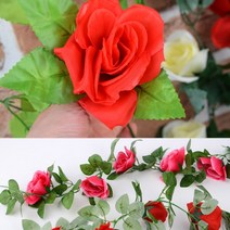 감성 인테리어 장미 조화 셀프 DIY 넝쿨 벽 바닥 입구 천장 데코 시공 용품, 제품선택, 16송이 레드