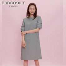 크로커다일레이디 잔체크 라운드넥 롱원피스 CLBMOP105