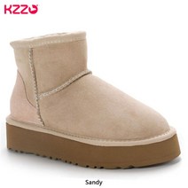 KZZO-천연양모 안감 스웨이드 가죽 부츠 여성용 호주산 클래식 두꺼운 밑창 발목 스노우 겨울용 따뜻한 신발