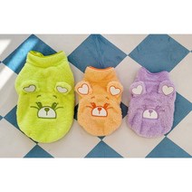 아이유왕왕 애견 네온 하트 곰돌이 후리스 강아지 옷, 오렌지