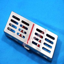 New German Stainless Dental Autoclave Sterilization Cassette Rack Box Tray for 5 Instrument RED, 1