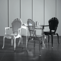 아크릴체어 투명 플라스틱 경량 앤틱 모던 빈티지 유령 고스트 의자 소품 촬영 공주 포토존, E