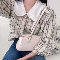 나니까 빅카라 어깨퍼프 크롭 트위드 블라우스 여성 봄