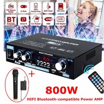 AK35 디지털 오디오 앰프 마이크 포함 800W 블루투스 5.0 HiFi FM 자동 음악 서브 우퍼 스피커 베, 06 AK35 US with 1pc mic