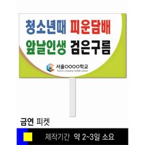 스쿨컴퍼니(도매가격 인쇄쇼핑몰) #45 금연 피켓 [피켓 포맥스피켓 손잡이피켓 학교피켓 예방교육 캠페인 홍보 피켓제작], 1. 손잡이 중형 50x30cm(인기)
