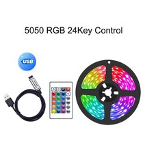 rgbled 스트립 led스트립라이트Led 스트립 조명 5V USB 유연한 네온 스마트 Rgb 테이프 5050 24K 컨트롤, 01 Non Waterproof_06 10M, 01 5050 24key RGB