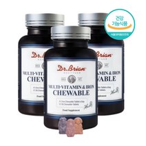 닥터브라이언 엽산 앤 멀티비타민 철분 90정x3(9개월분) 츄어블 혈행 개선에 도움 고함량 종합 비타민 10종 금원식품 온가족 영양제 어린이 20대 30대 40대 50대 60대, 90정, 3개