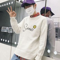 가바바 남성 캐주얼니트 여름을 그리워하는 레터링 라운드 스웨터 G20083