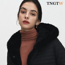 TNGTW 밍크 퍼 덕다운 패딩코트 블랙 THU0CDW91 HBK
