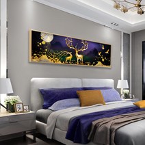 HAENGBUK 재물복 부귀 황금 사슴 대형 보석십자수 원형 비즈 전체수, 하나, 200x55cm