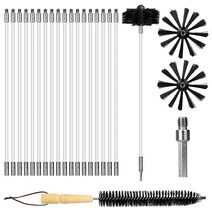 22 PC 굴뚝 청소 브러시 벽난로 / 건조기 벤트 / 하수 파이프 / 흄 후드 용 18 가지 나일론로드가있는 세트 덕트 통풍구 세트, 하나, 검은 색
