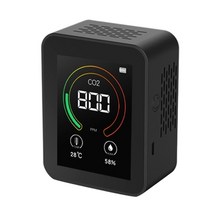 CO2 가스 분석기 PPM 센서 대기 질 모니터 CO2 감지기 가스 농도 지능형 대기 질 모니터 400-5000 PPM, BLACK no battery
