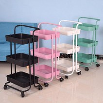3단 4단 트롤리 이동식 선반 양념통 세탁실 수납장 세제 기저귀 바퀴달린 장난감 트레이, 철제트롤리3단 화이트