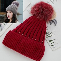 마이팝 여성 겨울 모자 방한 비니 귀달이 여자 털 방울모자 니트 바라클라바 두건