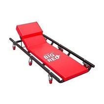 BIG RED TR6452 토린 롤링 차고/샵 크리퍼 40인치 패딩 정비 카트 머리 받침대 조절 및 6개의 캐스터 빨간색, 40