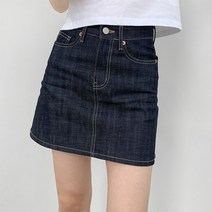 포디룩 (S~3XL) 매일 생지 데님 A라인 미니 스커트