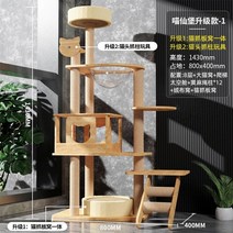 대형 원목 고양이 캣타워 놀이터 선반 캣폴 캣휠 사다리 공간박스 구름다리 숨숨집 가구, 고급형 원룸