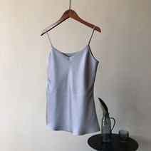 여성 새틴 나시티 브이넥 심플 봄 여름 외출 여자 끈 나시 상의 Satin sleeveless shirt XK0088
