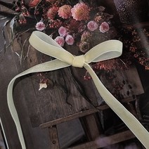 크리스마스 벨벳리본 10mmx10m, 크림