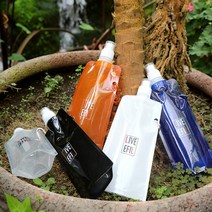 라이브에필 휴대용 접이식 물병500ml 등산 캠핑 야외 물통, 화이트