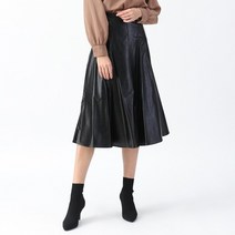 (더스티블루 블랙 아이보리)낭만닥터 스커트 입어만볼게요 가죽풀스커트 마르지엘라 A라인 미디스커트 인조가죽 파리지앤룩