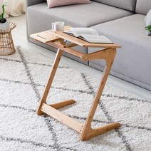 자이너스 원목 600 각도조절 사이드테이블 SL002, 내추럴