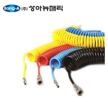 상아뉴매틱 폴리우레탄코일튜브 AC 0805-100 8x5 10M 상아 에어 호스 우레탄호스 (카플링포함) 노랑 파랑