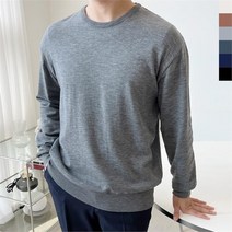 셀러허브(잡화) 남자 라운드넥니트 기본핏 검정색 무지 티셔츠