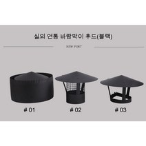 실내벽난로 주물 화목난로 펠렛난로 가정용불멍 연통 후드, 실외 연통 바람막이 후드(블랙) 01