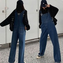 [생활/소품/최저가]_와이드핏 여성 점프수트 청멜빵바지 데님통바지 데님멜빵바지 진청멜빵바지_42137EA