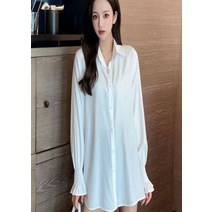 F6400 손목 주름 화이트 카라 블라우스 코디 출근룩