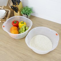 바가지 편리한 과일 쌀세척 믹싱볼 채반 물빠짐 야채
